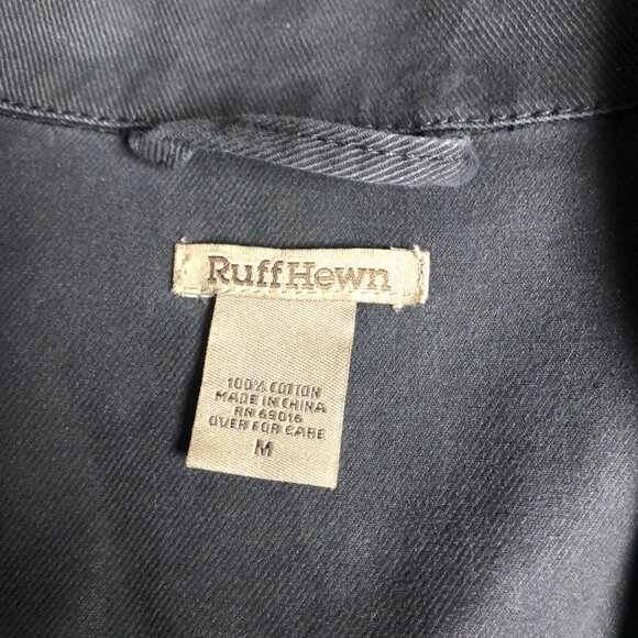 Ruff Hewn Jean Jacket Womens Size Medium Dark Gray Double Breasted Pockets - Picture 6 of 7